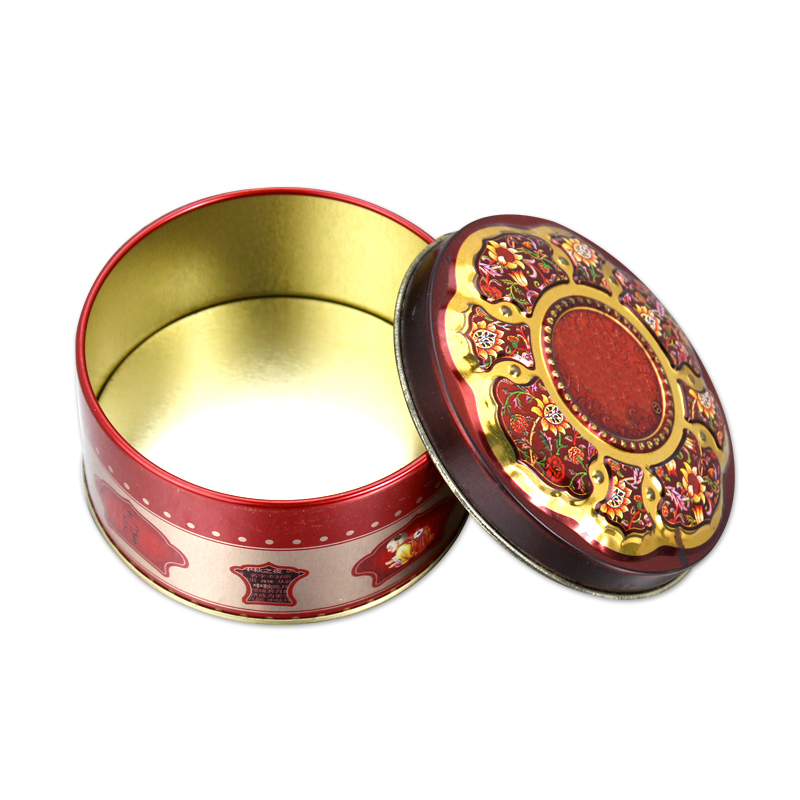 round metal tin can for moon cake packaging